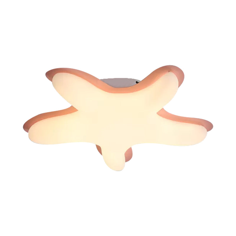 Cartoon Starfish Flush Ceiling Light Acrylic LED Bedroom Flush Mount Fixture in White/Pink/Yellow