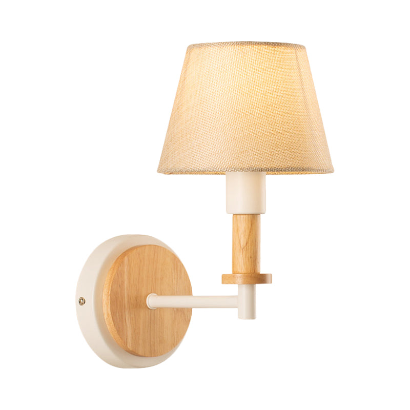 Luz de montaje de pared de tela cónica Nordic 1 bomba lámpara de pared negra/blanca con brazo en ángulo recto en blanco/luz beige
