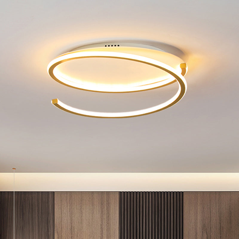 Anello a spirale metallico a soffitto fisso moderno nero/oro LED luce a incasso in luce calda/bianca, 16 "/19,5" larghezza