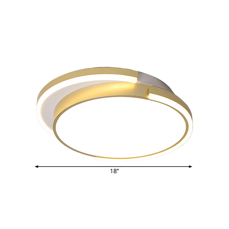 18"/22.5" W 2-Layer Round Flush Mount Lamp Metal Modernist LED Ceiling Light Fixture in Gold