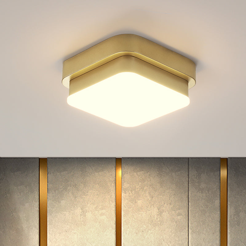 Triangle/Round/Square Flushmount Light Simplicity Metallic LED Corridor Flush Ceiling Light in Gold