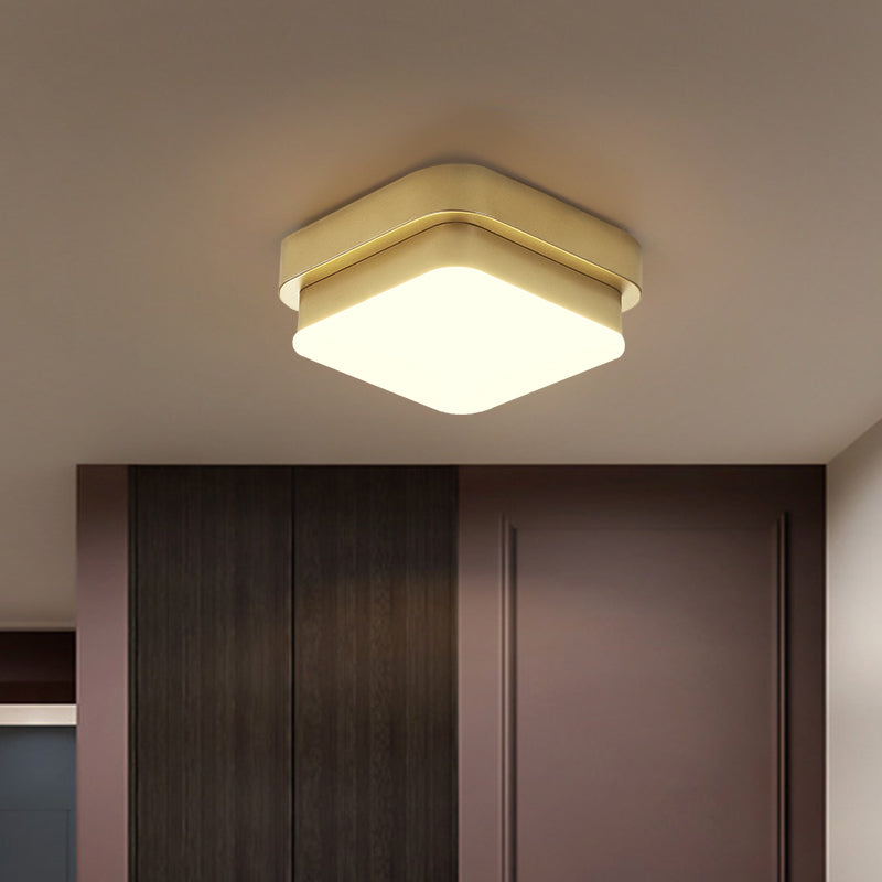 Triangle/Round/Square Flushmount Light Simplicity Metallic LED Corridor Flush Ceiling Light in Gold
