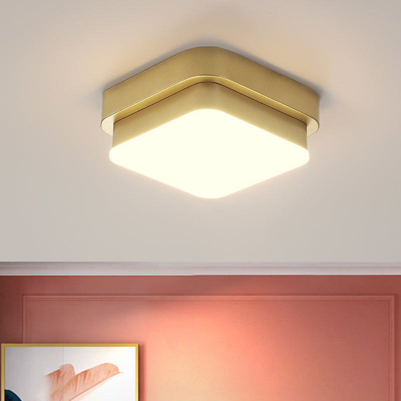 Triangle/Round/Square Flushmount Light Simplicity Metallic LED Corridor Flush Ceiling Light in Gold
