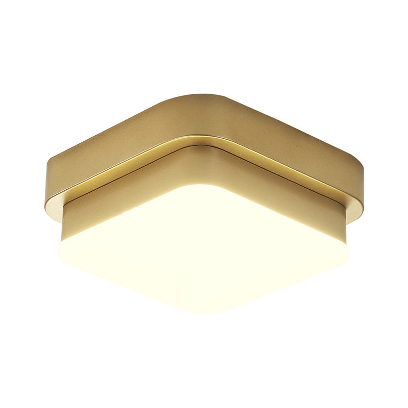 Triangle/Round/Square Flushmount Light Simplicity Metallic LED Corridor Flush Ceiling Light in Gold