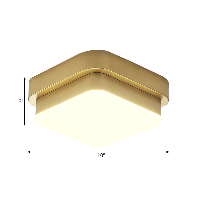Triangle/Round/Square Flushmount Light Simplicity Metallic LED Corridor Flush Ceiling Light in Gold