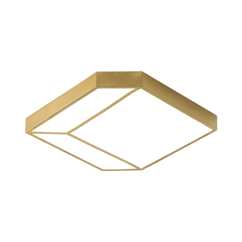 Contemporary LED Flush Ceiling Light with Acrylic Shade Gold Hexagon Flush Mount Fixture in Warm/White Light