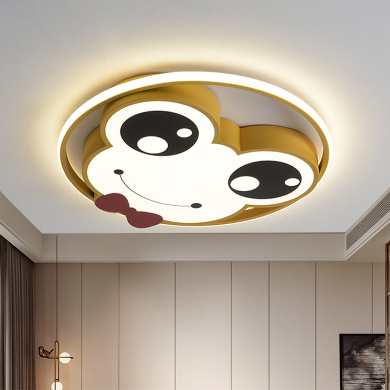 Big Eye Frog Lampada da soffitto in metallo a forma di fumetto LED Lampada da incasso rosa/giallo/blu per la cameretta dei bambini