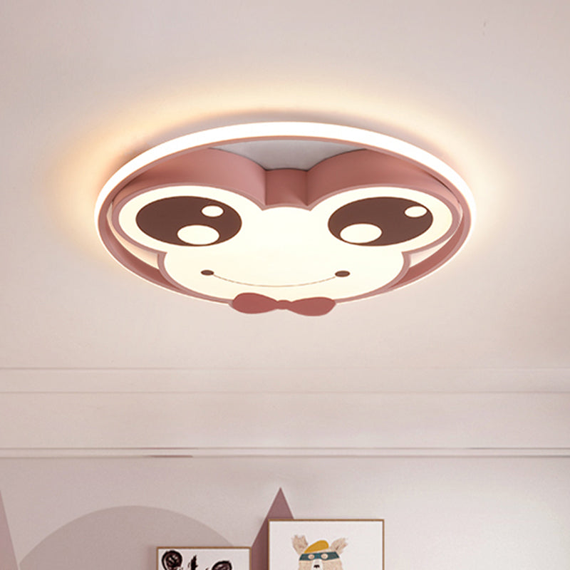 Big Eye Frog Lampada da soffitto in metallo a forma di fumetto LED Lampada da incasso rosa/giallo/blu per la cameretta dei bambini