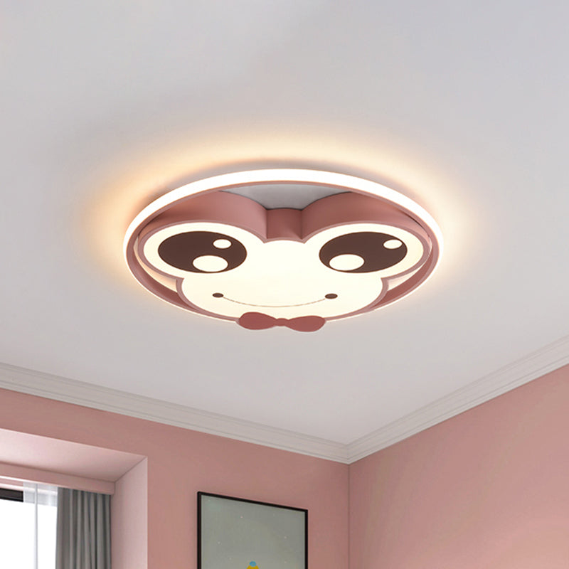 Big Eye Frog Lampada da soffitto in metallo a forma di fumetto LED Lampada da incasso rosa/giallo/blu per la cameretta dei bambini