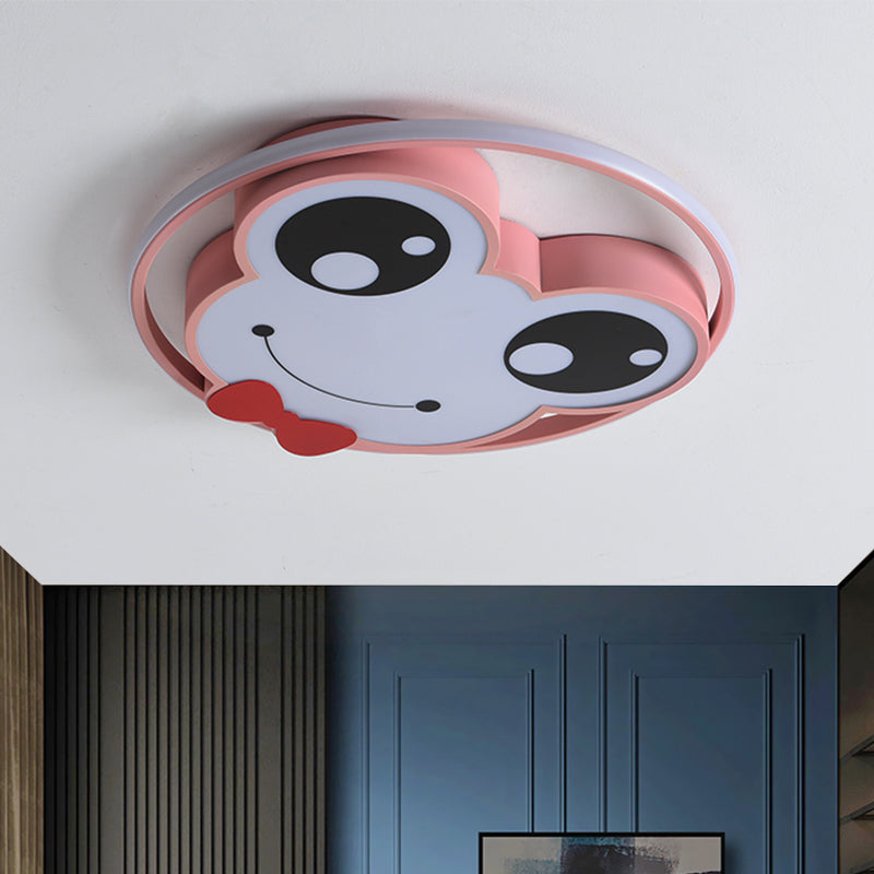 Big Eye Frog Lampada da soffitto in metallo a forma di fumetto LED Lampada da incasso rosa/giallo/blu per la cameretta dei bambini