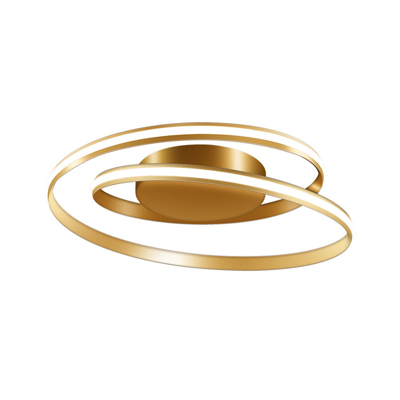 Spiral Ring Ceiling Fixture Contemporary Metal LED Gold Flush Mounted Lighting in Warm/White Light, 18"/23.5" Wide