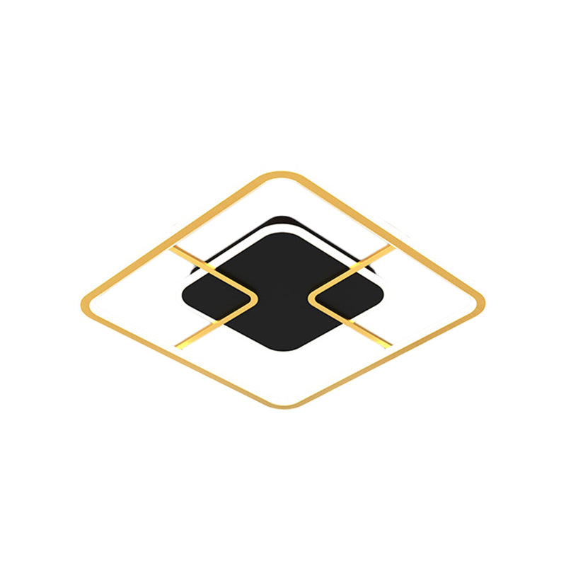 Metal Cuadrado Marco Techo Ligero Minimalismo Negro y Oro LED de la Iluminación Montaje, 16 "/19,5" Anchura