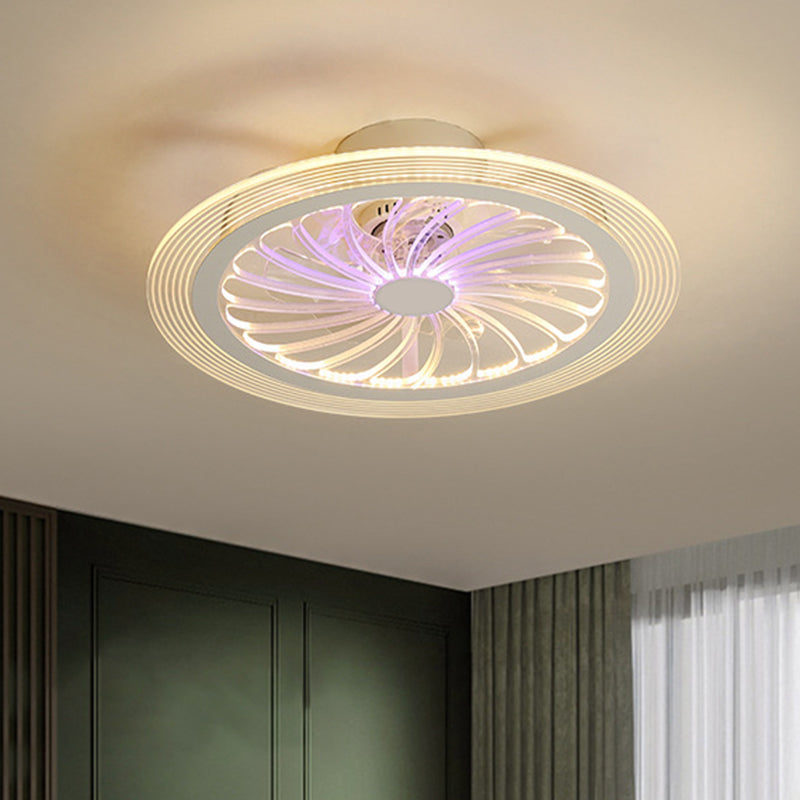 Luz moderna del ventilador de techo LED con sombra acrílica transparente de iluminación de montaje en semi rascijada circular, de 20 pulgadas de ancho