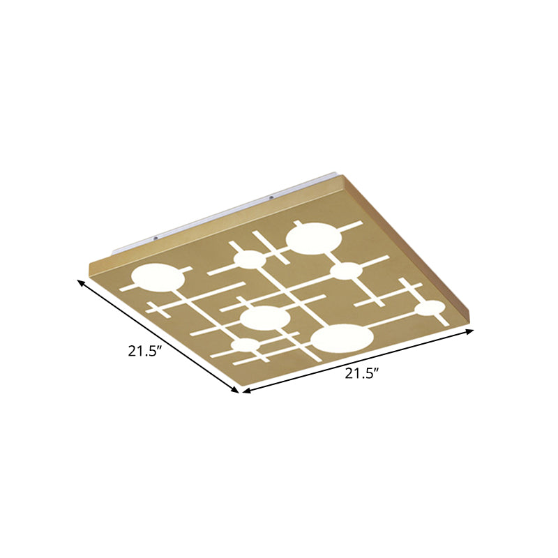 Gouden rechthoekig paneel plafondarmatuur eigentijdse acryl patroon LED -spoelmontage lamp, warm/wit licht