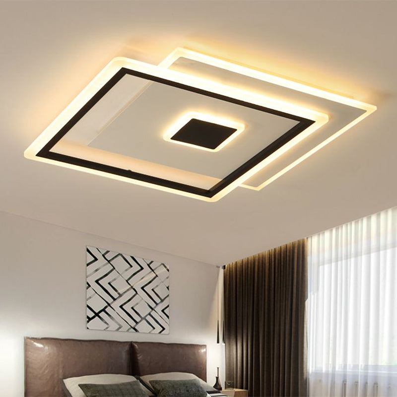 Lampada da soffitto quadrata intrecciata nordica in vetro chiaro LED camera da letto a incasso in nero/bianco, 16,5 "/20,5" larghezza (la personalizzazione sarà 7 giorni)