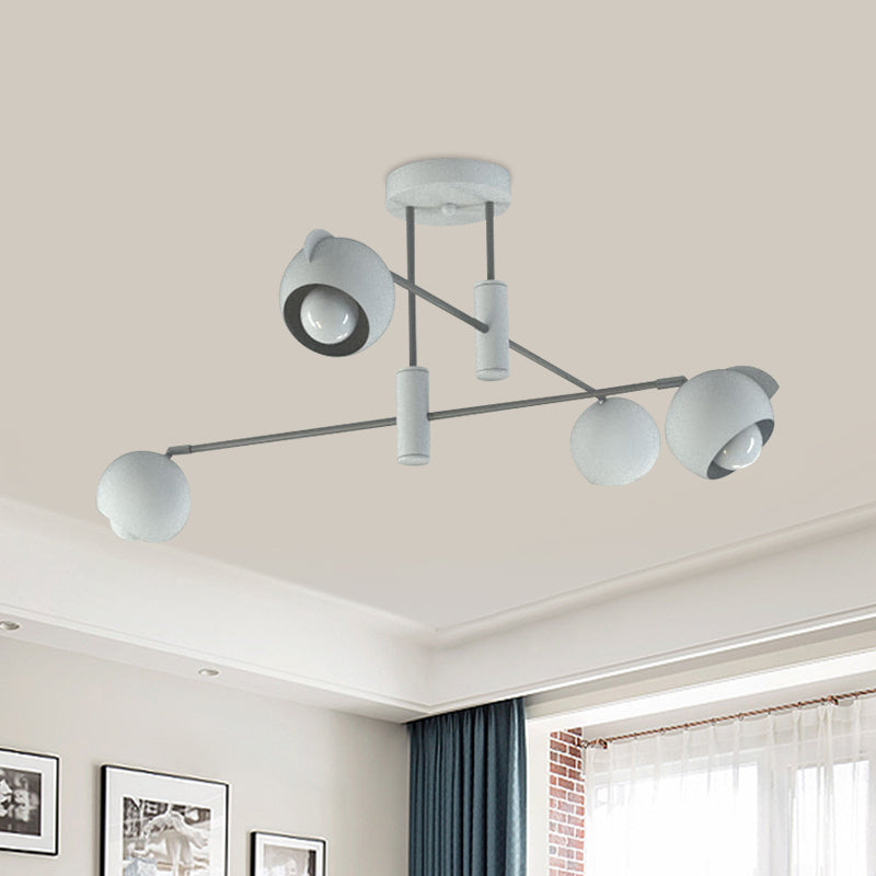 Dome Pendant Lighting Modern Metallic 4/6 Bulbs Living Room Multi Light Pendant in White with Disorder Geometric Design