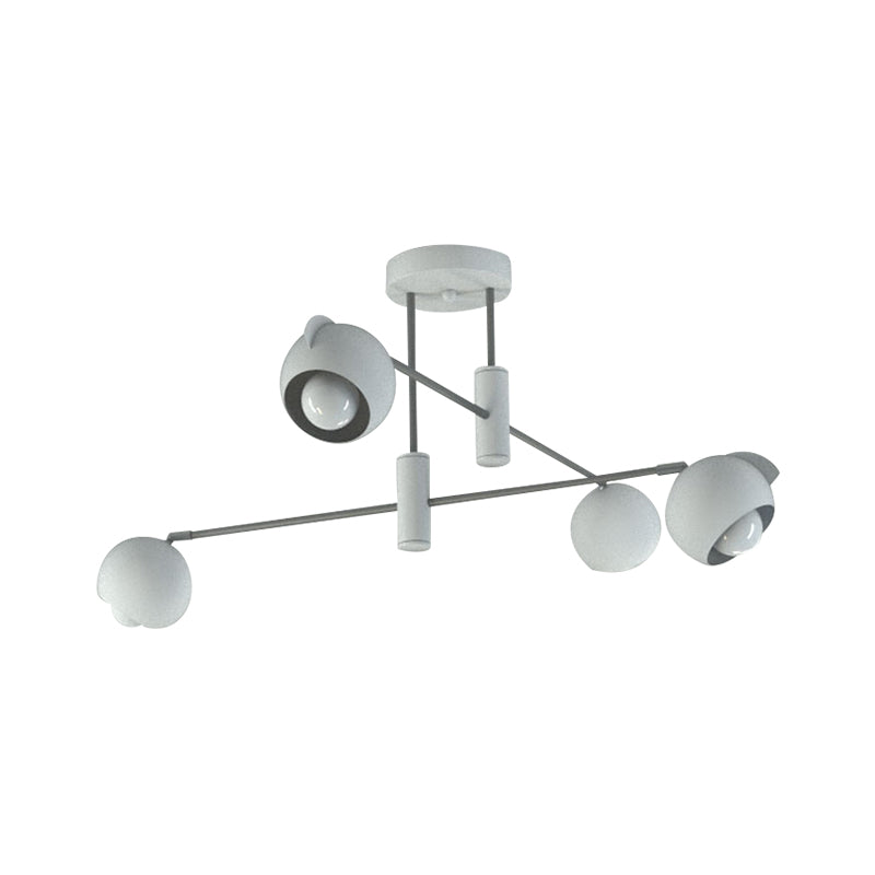 Dome Pendant Lighting Modern Metallic 4/6 Bulbs Living Room Multi Light Pendant in White with Disorder Geometric Design