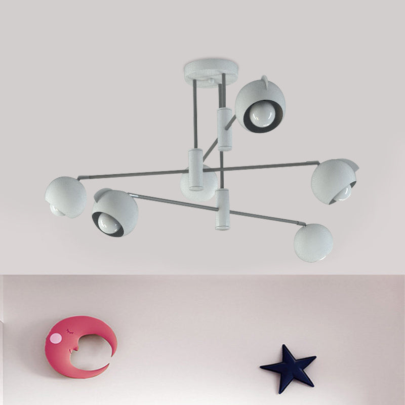 Dome Pendant Lighting Modern Metallic 4/6 Bulbs Living Room Multi Light Pendant in White with Disorder Geometric Design