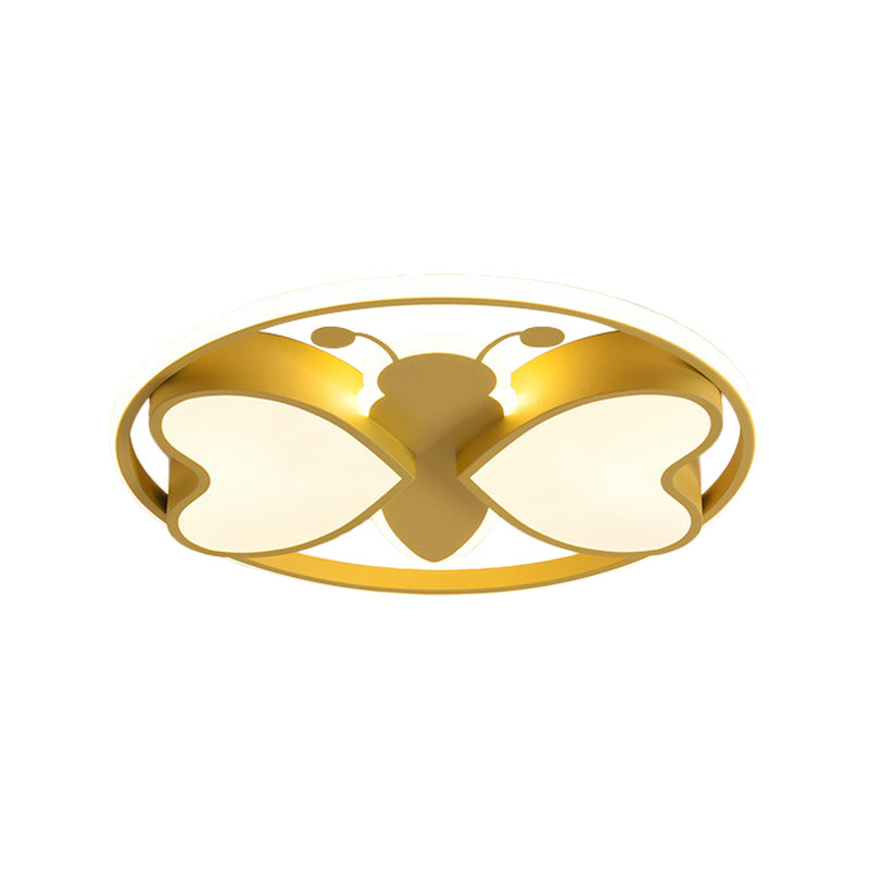 Pink/Blue/Gold Bee Figure Design Ceiling Mounted Light Modern Metal LED Flush Mount Light Fixture