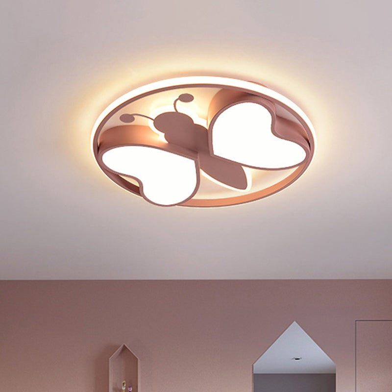 Pink/Blue/Gold Bee Figure Design Ceiling Mounted Light Modern Metal LED Flush Mount Light Fixture