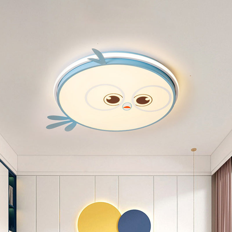 LED Ceiling Mounted Light Modern Pink/Yellow/Blue Kid Room Flush Ceiling Lighting with Chick Face Design
