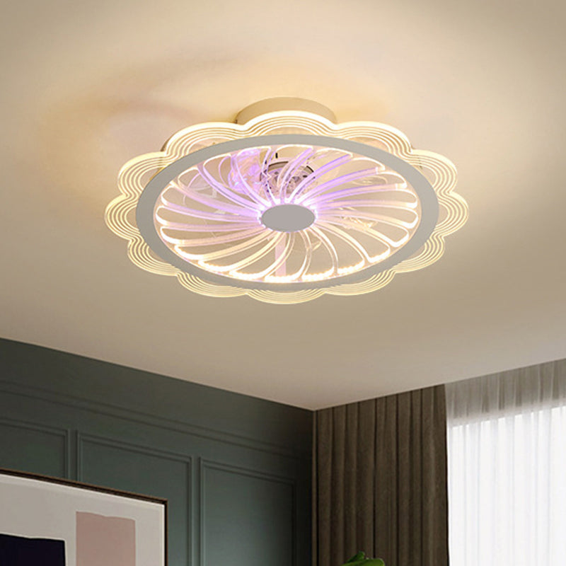 LED CHAMBRE ARRIBLE PROSIBLE LETUIRE CONtemporaine Clear Semi Flush Mount Fixture avec une teinte en acrylique de fleurs, 20 "de largeur