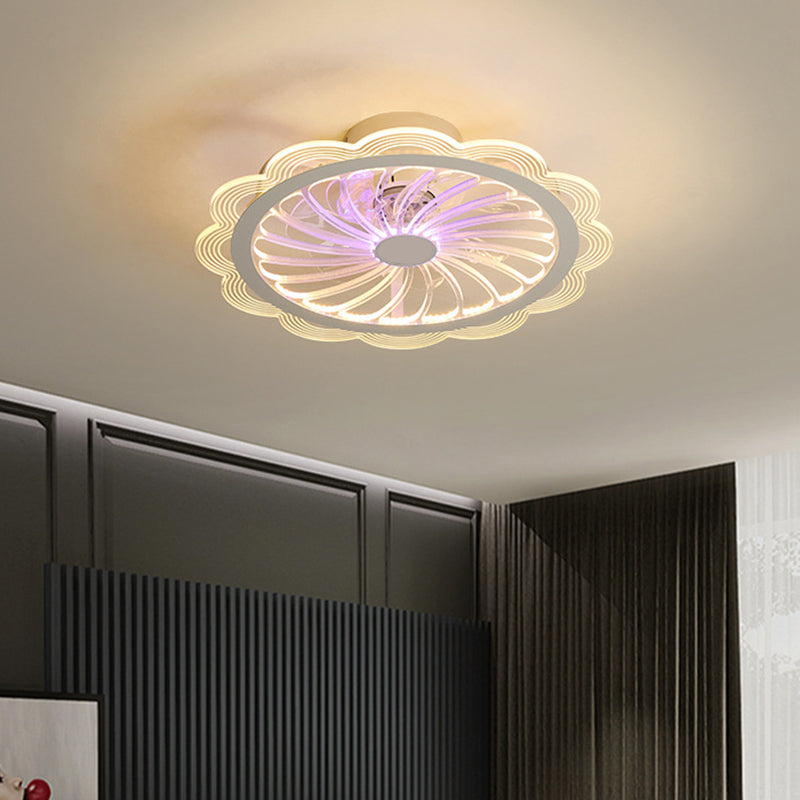 LED CHAMBRE ARRIBLE PROSIBLE LETUIRE CONtemporaine Clear Semi Flush Mount Fixture avec une teinte en acrylique de fleurs, 20 "de largeur