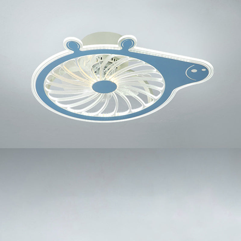 Cartoon Pig Enfants Room suspendu le luminaire ventilateur en acrylique LED simple LED Semi Flush Plafond Lampe en rose / bleu, 23,5 "de long