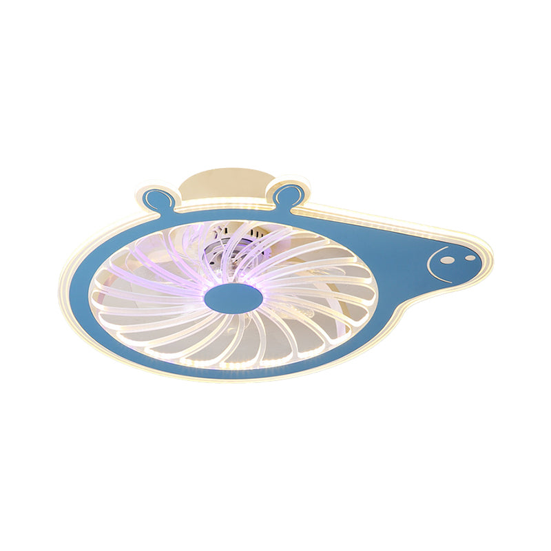 Cartoon Pig Enfants Room suspendu le luminaire ventilateur en acrylique LED simple LED Semi Flush Plafond Lampe en rose / bleu, 23,5 "de long