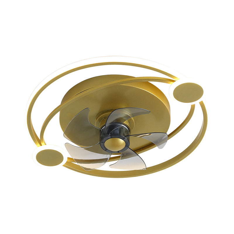 19,5 "Largeur de largeur 5 lames Semi Flush Light Moderniste Metallic LED suspendu Light en or