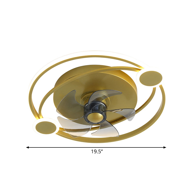 19,5 "Largeur de largeur 5 lames Semi Flush Light Moderniste Metallic LED suspendu Light en or