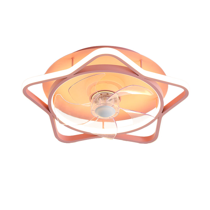 5 cuchillas redondas/forma estrella de la habitación del niño LED LED acrílico LED contemporar Semi Flush Monte, 18 pulgadas de diámetro