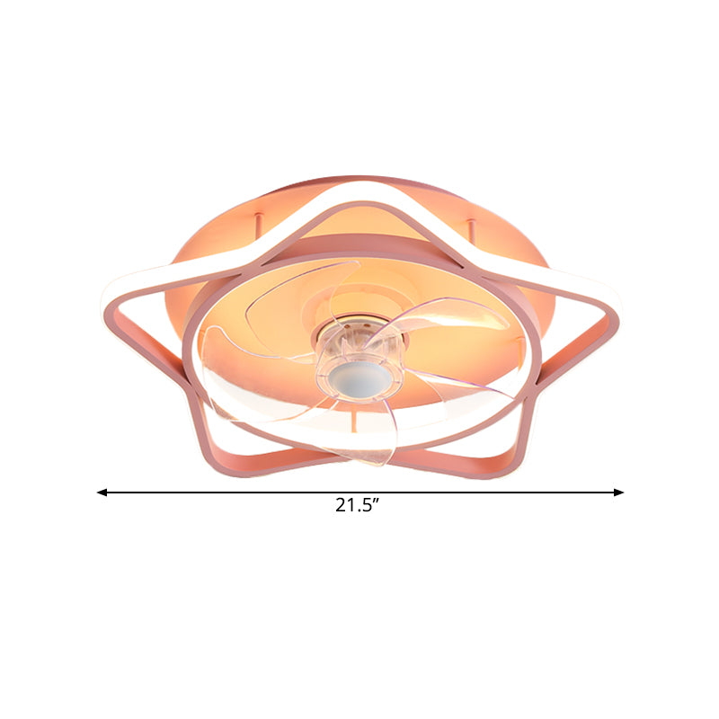 5 cuchillas redondas/forma estrella de la habitación del niño LED LED acrílico LED contemporar Semi Flush Monte, 18 pulgadas de diámetro