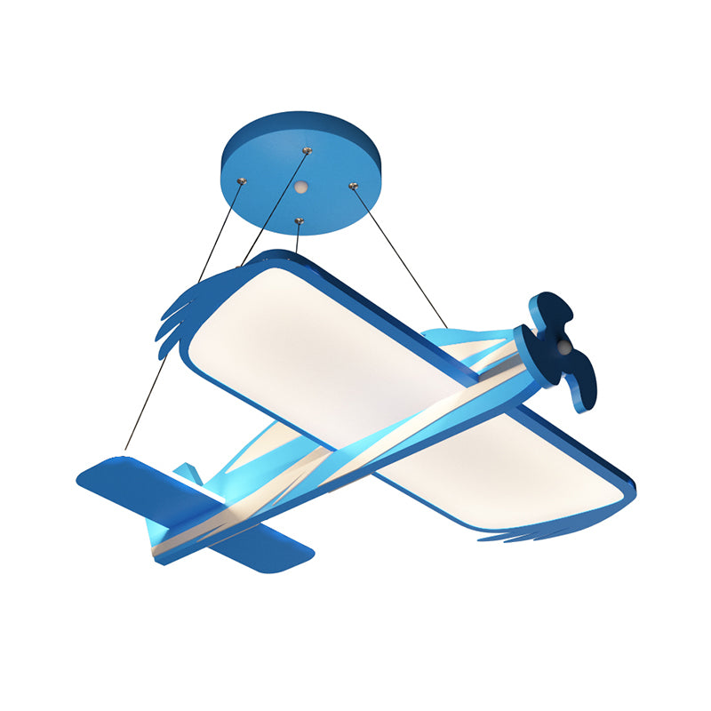 Blue Airplane Pendant Chandelier Modern LED Metallic Hanging Light Fixture for Children Room