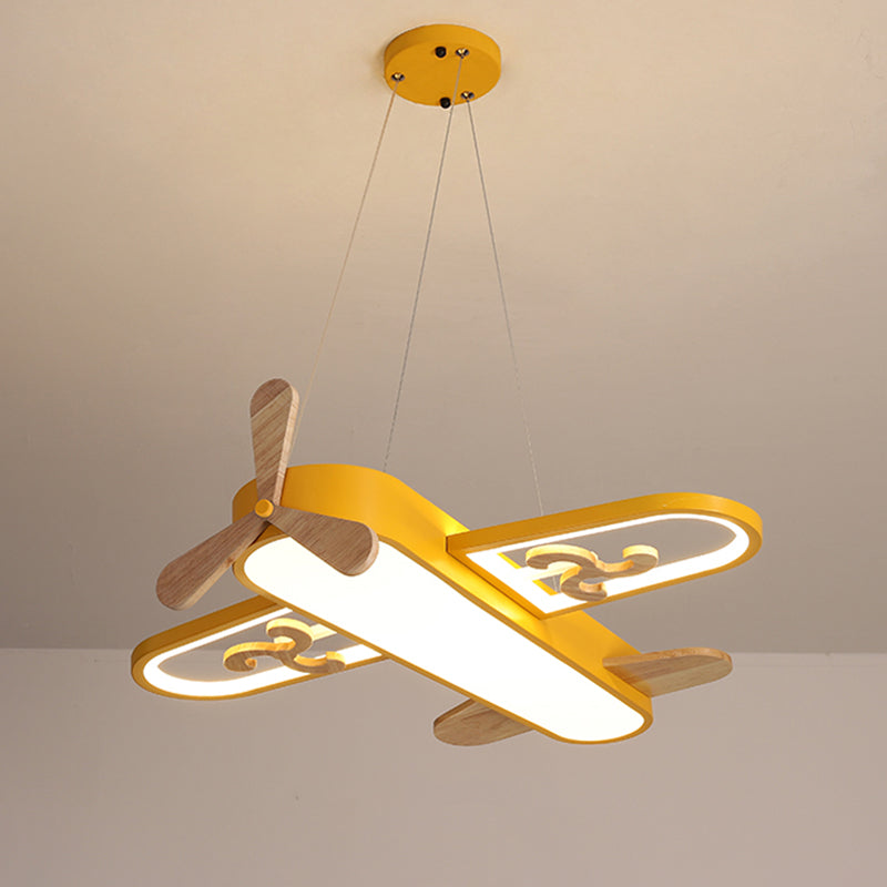 Plane Shape Down Lighting Pendant Modern Metal LED Yellow Chandelier Light Fixture for Child Room