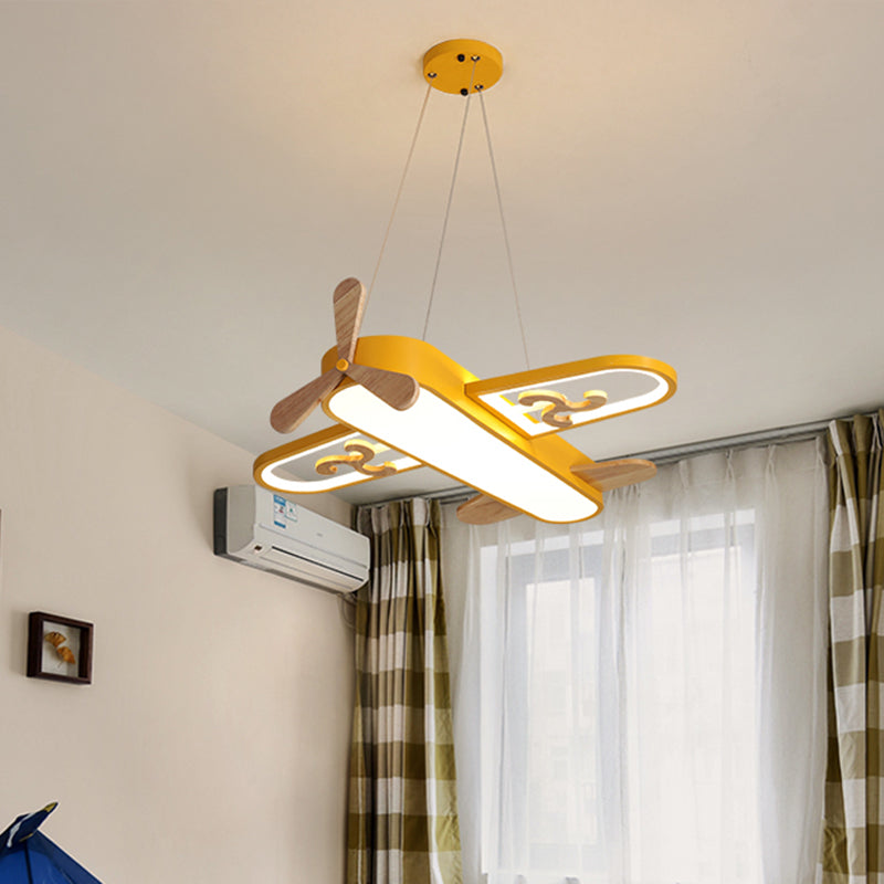 Plane Shape Down Lighting Pendant Modern Metal LED Yellow Chandelier Light Fixture for Child Room