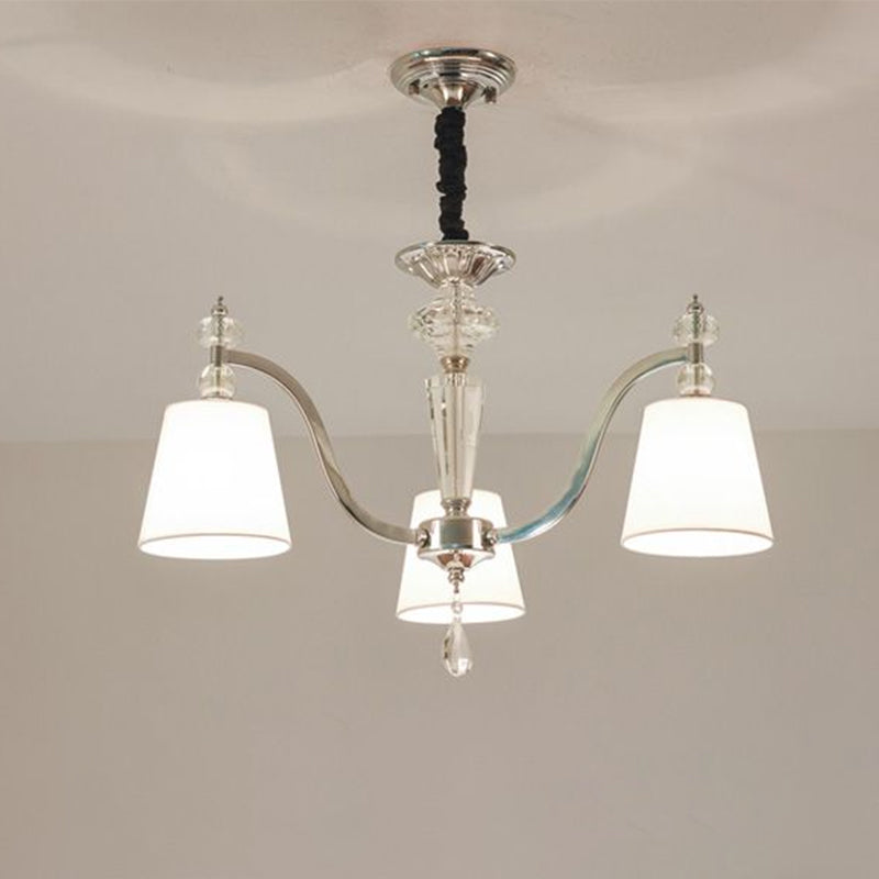 Conische kroonluchter verlichtingsarmatuur moderne stof 3/6 koppen chroom suspensie hanger met kristalval