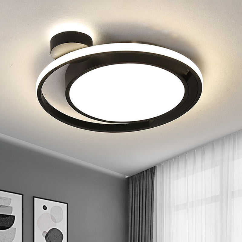 Iluminación empotrada LED en blanco/negro modernista empotrada en el techo con tambor y anillo acrílico en luz blanca/cálida, 18"/21,5" de ancho