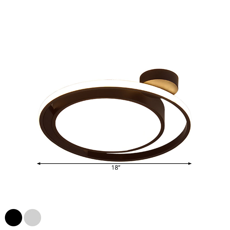 Iluminación empotrada LED en blanco/negro modernista empotrada en el techo con tambor y anillo acrílico en luz blanca/cálida, 18"/21,5" de ancho
