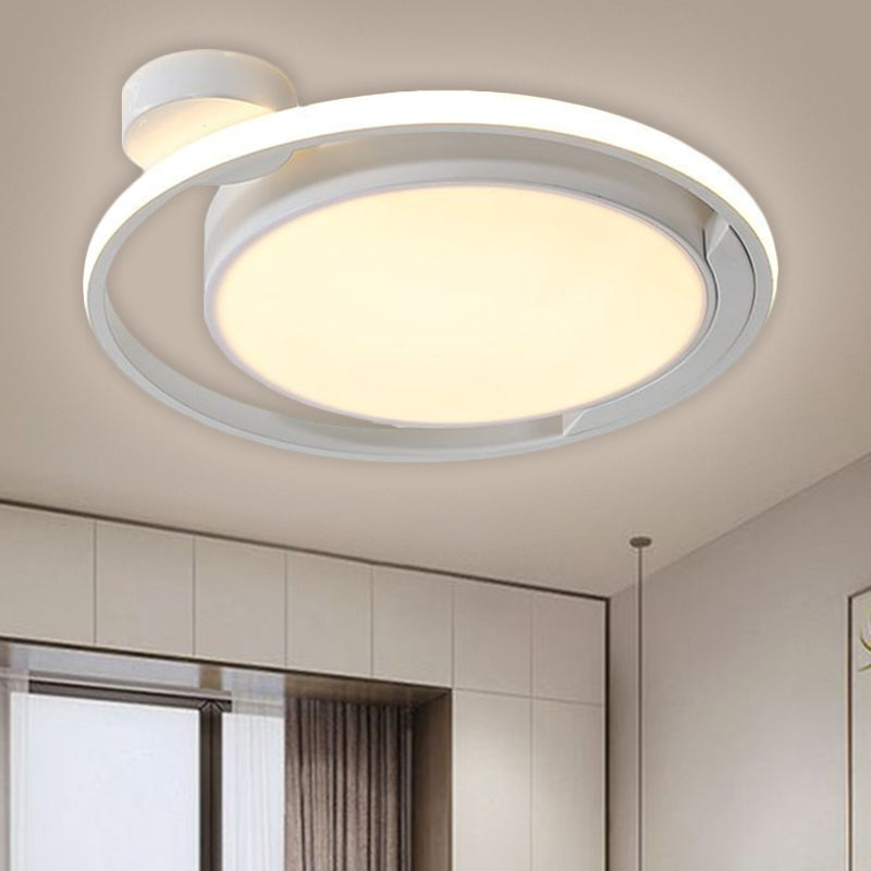Iluminación empotrada LED en blanco/negro modernista empotrada en el techo con tambor y anillo acrílico en luz blanca/cálida, 18"/21,5" de ancho