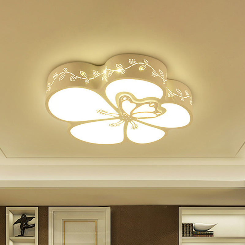 Dragonfly Flush Mount Light Kids Acrylic LED White Flushmount Lighting with Hollow Iron Frame
