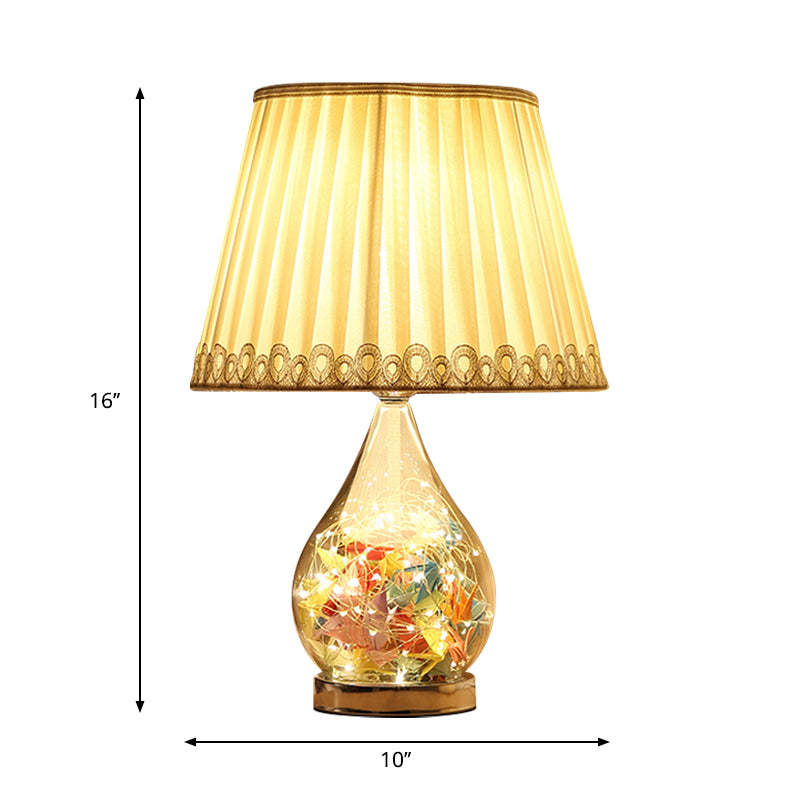 Modernismo de mesa de pliegue blanco Modernismo 1 bombilla Lámpara de escritorio de tela con base de cono y grúas de papel interior deco