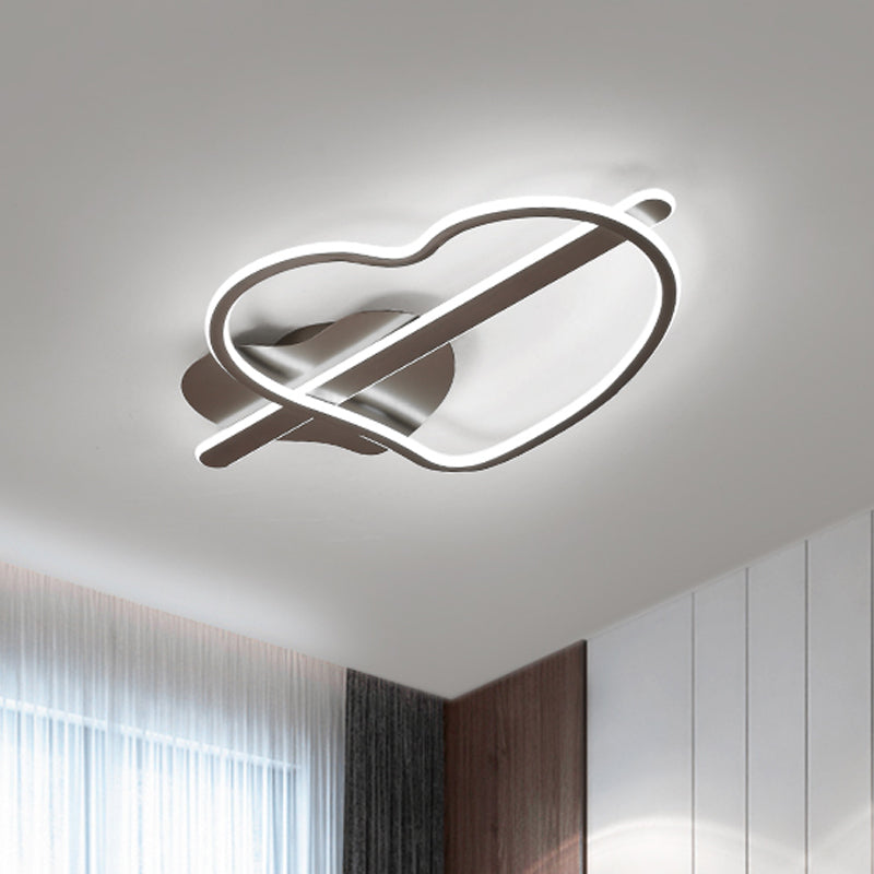 Loving Heart Metal Flush Mount Light Kids Gold/Coffee LED Ceiling Lighting in Warm/White Light for Bedroom