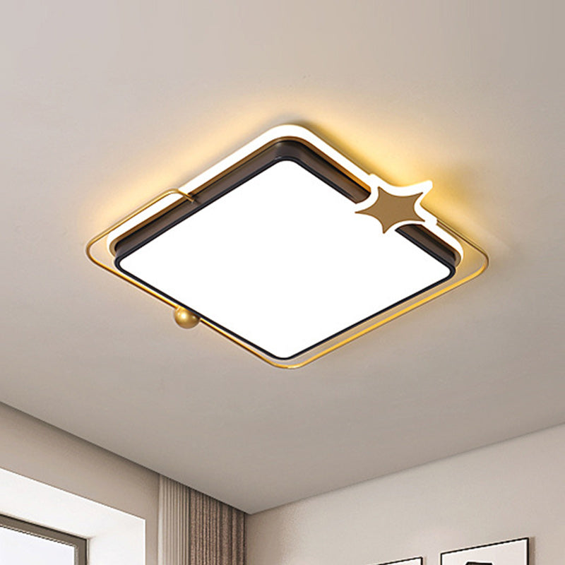 Modernist Round/Square Flush Mount Acrylic LED Bedroom Flushmount Lighting in Black, Warm/White Light