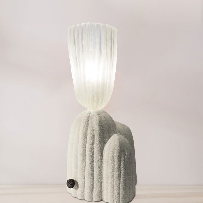 Lampada da comodino Cactus bianco/verde Lampada da lettura a LED in vetro trasparente nordico con base in resina