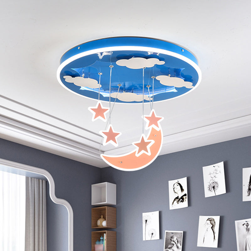Sternenhimmel Kinder Zimmer Hängende Beleuchtung Acryl -LED Moderne Cluster -Anhängerleuchte in Pink/Blau