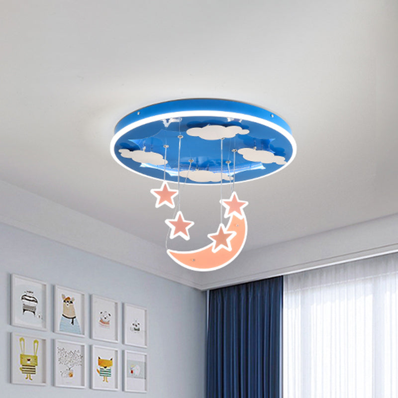 Sternenhimmel Kinder Zimmer Hängende Beleuchtung Acryl -LED Moderne Cluster -Anhängerleuchte in Pink/Blau