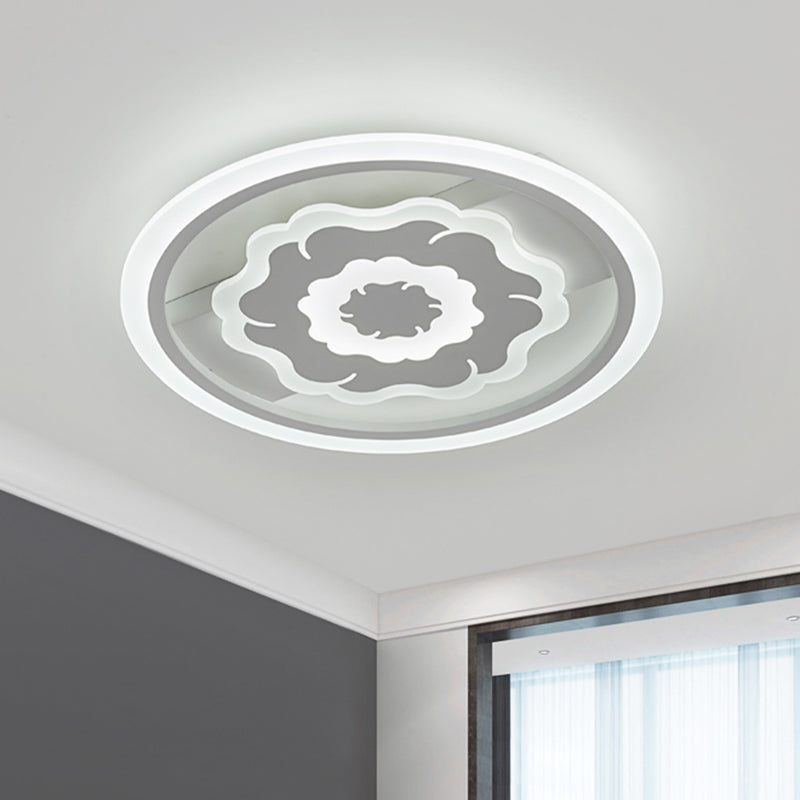 Acrylic Floral Ceiling Mount Modern LED White Flush Light Fixture in Warm/White Light for Bedroom