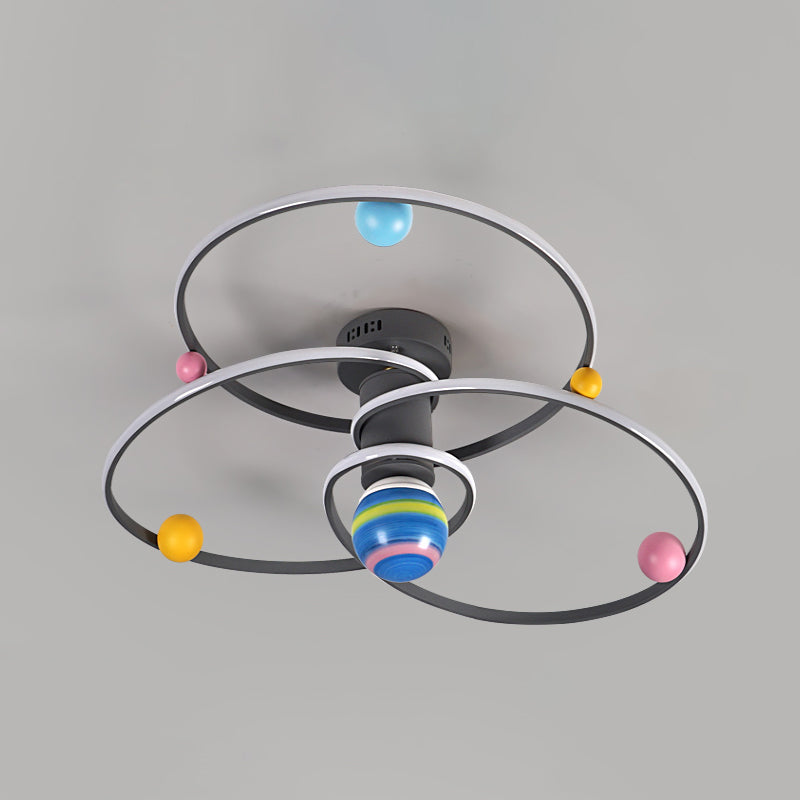 Grau Orbit Semi Mount Lighting Cartoon LED Acrylspülendedecke mit runden Baldachin