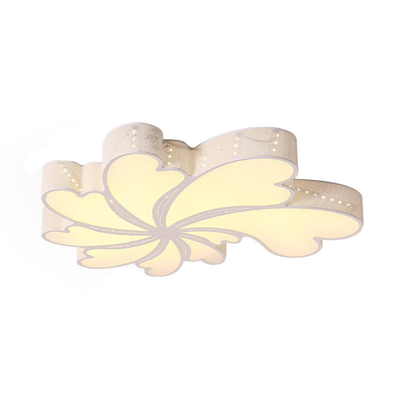 Flower Bedroom Flush Light Acrylic LED Modern Flush Mount Lamp with Iron Frame in White